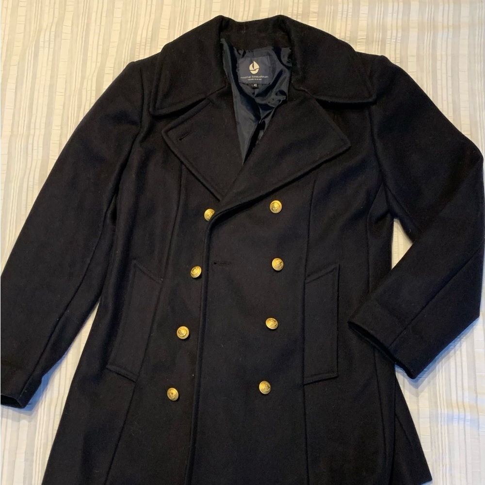 Navy French Michel Beaudouin wool pea coat.  Size 42